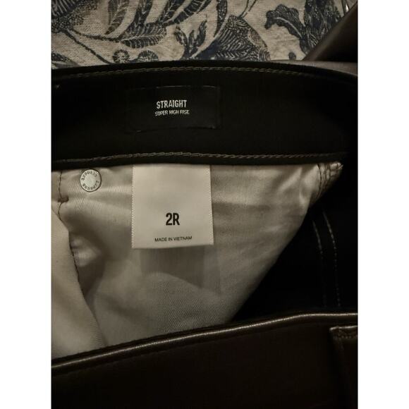 Womens Express Modern Straight 2 Brown Faux High Waisted Leather Pants - Picture 12 of 12